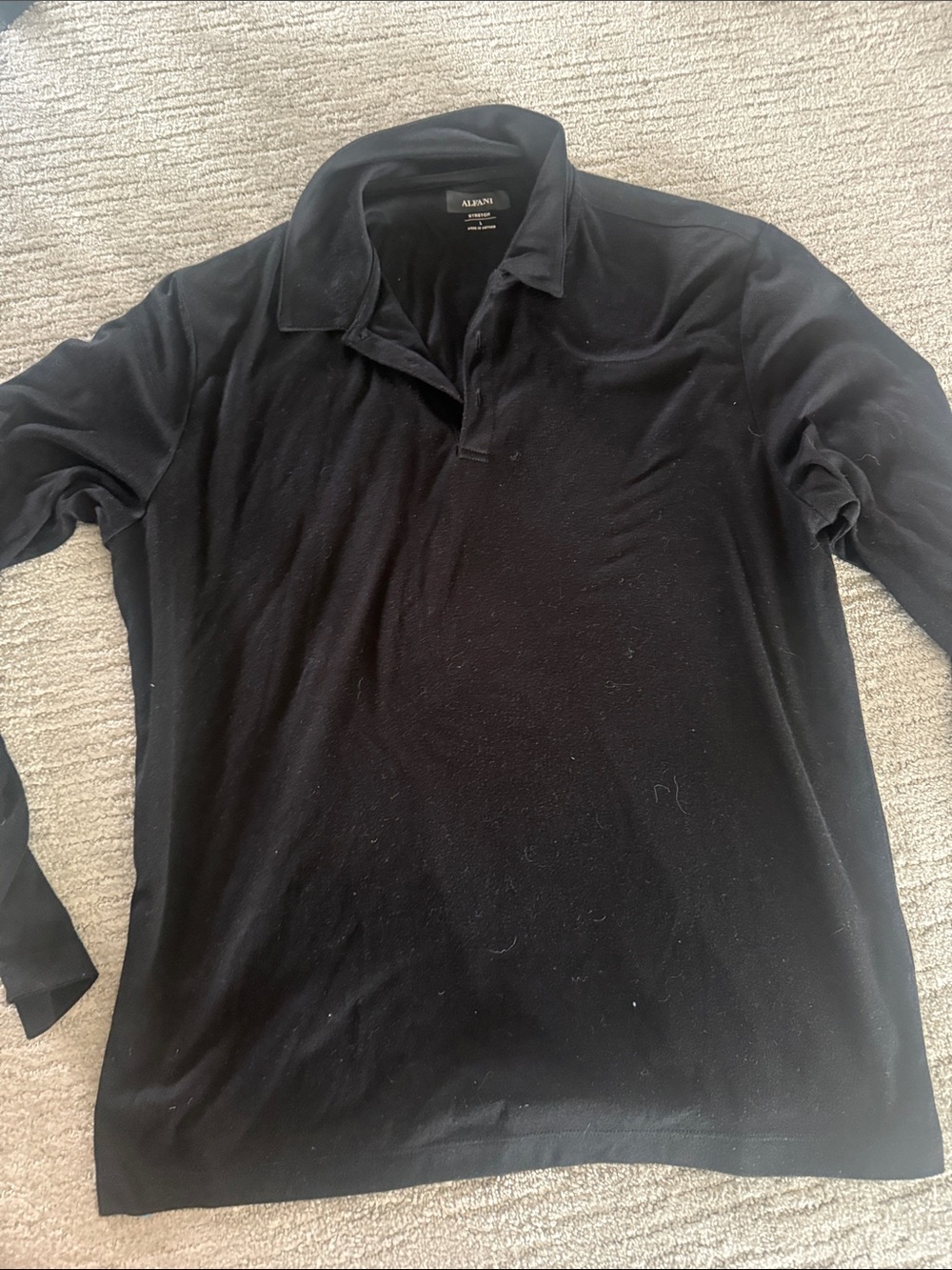 Alfani Black Long-Sleeve Polo Shirt